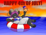  2015 baiko big_breasts bikini breasts caprine chubby clothing cskairi green_eyes hair horn looking_at_viewer mammal sheep solo stars_and_stripes swimsuit united_states_of_america 