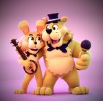  animatronic bear bongo bow_tie duo five_nights_at_freddy&#039;s fur golden_freddy_(fnaf) lagomorph machine mammal mechanical microphone open_mouth rabbit robot smashingrenders springtrap_(fnaf) video_games yellow_fur 