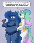  belly big_belly blue_hair blue_skin chubby friendship_is_magic hair hand_on_belly lordstormcaller my_little_pony red_eyes white_skin 