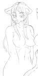  anthro big_breasts breasts canine female fur hair japanese kemono mammal monochrome nude plain_background sindoll sketch 