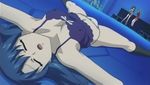  3girls agent_aika aika_r-16 blue_hair breasts camisole cleavage defeated erect_nipples eyes_closed kneehighs long_hair multiple_girls open_mouth panties passed_out unconscious underwear 