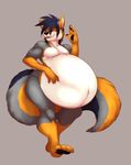  abdominal_bulge belly big_belly canine fox male mammal muscles nude paws pecs smile solo thunper 