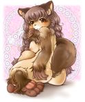  blush breasts brown_eyes brown_hair female hair kemono mammal nipples raccoon setouchi_kurage 