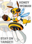 1girl arthropod artist_request bee blue_eyes blush female flower honey_woman insect looking_at_viewer machine mechanical mega_man_(series) plant robot solo wings zoom_layer 