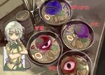  bandana bow chopsticks crossed_arms egg eyebrows food green_eyes hat hat_ribbon heart komeiji_koishi migi_tonari noodles ramen ribbon short_hair silver_hair skirt smile solo thick_eyebrows third_eye touhou 