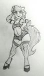  2015 anthro bulge cinnamon_buns clothing crossdressing elbow_gloves equine eyeshadow fan_character fishnet fishnet_legwear gloves high_heels horse hot_pants legwear lipstick makeup male mammal monochrome my_little_pony navel pony pose shorts sketch solo standing stockings stunnerpony 