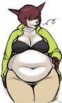  bra brown_hair cleavage clothed clothing female hair navel obese overweight solo underwear 