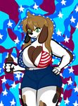  animal_ears anthro big_breasts big_butt bikini breasts butt canine cleavage clothed clothing dog drink female fur hair mammal navel sam_blackwater solo sovietcatparty swimsuit thick_thighs voluptuous wide_hips 