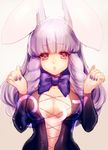  animal_ears bow breasts bunny_ears chuchu_(show_by_rock!!) cleavage forearms_at_chest large_breasts long_hair looking_at_viewer momoshiki_tsubaki show_by_rock!! solo 