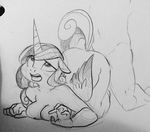  all_fours anthro ass_up breasts equine female friendship_is_magic glo-in-the-dark horn looking_up male male/female mammal my_little_pony open_mouth princess_cadance_(mlp) teeth tongue winged_unicorn wings 