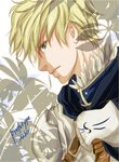  armor arthur_pendragon_(fate) blonde_hair fate/prototype fate_(series) green_eyes male_focus nachi_jd solo 