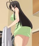  black_hair from_behind glasses green_eyes hasegawa_chisato highres long_hair screencap shinmai_maou_no_testament towel 