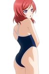  bad_id bad_pixiv_id competition_school_swimsuit love_live! love_live!_school_idol_project nishikino_maki one-piece_swimsuit purple_eyes red_hair school_swimsuit short_hair standing swimsuit undershaft 