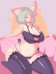  abstract_background anthro big_breasts blush breasts canine clothing ear_piercing female fennec fox fur hair huge_breasts imago_ic kemono legwear lingerie mammal open_mouth piercing smile solo stockings thick_thighs voluptuous wide_hips 