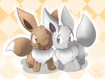  duo eevee feral nintendo one_eye_closed open_mouth pok&eacute;mon shiny_pok&eacute;mon simple_background video_games wink しろくろいの 