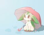  eeveelution feral flower leafeon nintendo plain_background plant pok&eacute;mon sitting solo umbrella video_games water しろくろいの 