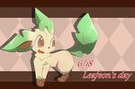  eeveelution feral leafeon nintendo open_mouth pok&eacute;mon solo text video_games しろくろいの 