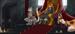  alecrast anthro big_breasts black_hair breasts brown_hair canine crown dragonfu female fox hair horn male mammal nipples nude pregnant red_hair royalty sitting tamara_fox wolf 