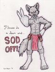 aetherel canine clothing loincloth looking_at_viewer male mammal nekrozs solo traditional_media_(artwork) wolf 