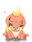  drooling duo eevee eeveelution eyes_closed feral flareon nintendo open_mouth pawpads paws plain_background pok&eacute;mon saliva sitting sleeping video_games white_background しろくろいの 