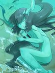  anchorage_water_oni black_hair closed_eyes commentary_request fish horns inui_(jt1116) kantai_collection long_hair nude shinkaisei-kan solo submerged very_long_hair white_skin 