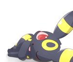  eeveelution feral looking_at_viewer lying nintendo on_side one_eye_closed plain_background pok&eacute;mon solo tongue tongue_out umbreon video_games white_background wink しろくろいの 