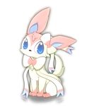  eeveelution feral looking_at_viewer nintendo plain_background pok&eacute;mon solo sylveon video_games white_background しろくろいの 