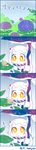  4koma bad_id bad_pixiv_id comic commentary_request dress eating flower holding horns hydrangea kantai_collection long_hair mittens northern_ocean_hime orange_eyes plant rain shinkaisei-kan simple_background snail tomoyohi umbrella white_dress white_hair white_skin yellow_eyes 