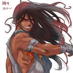  alternate_costume bared_teeth black_hair black_sclera dark_persona dark_skin dark_skinned_male dougi evil_ryuu eyebrows fangs hand_wraps long_hair male_focus messy_hair muscle nose red_eyes scar solo street_fighter street_fighter_iv_(series) thick_eyebrows torimeiro torn_clothes 