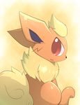  eeveelution feral flareon looking_at_viewer looking_back nintendo pok&eacute;mon simple_background sitting solo video_games しろくろいの 