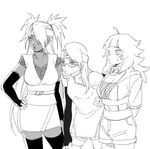  akimichi_chouchou breasts cleavage dark_skin glasses greyscale large_breasts long_hair medium_breasts monochrome multiple_girls naruto naruto_(series) noeunjung93 older sketch thighhighs uchiha_sarada uzumaki_himawari 