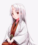  bad_id bad_twitter_id highres horn japanese_clothes long_hair looking_at_viewer oni oni_horns original pointy_ears red_eyes shiro_shougun simple_background solo white_background white_hair 