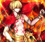  blonde_hair chain ea_(fate/stay_night) enkidu_(weapon) fate/hollow_ataraxia fate/stay_night fate_(series) gilgamesh male_focus red_eyes shirtless sim1 solo tattoo 