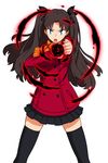  black_hair blue_eyes coat fate/stay_night fate_(series) gandr highres jacket long_hair mushina_suzume red_jacket scarf solo toosaka_rin two_side_up 