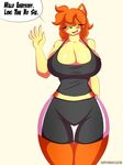  2015 anthro big_breasts blush breasts cleavage clothed clothing english_text fan_character female hedgehog huge_breasts mammal smile solo sonic_(series) supersonicrulaa text 