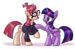  2015 boop clothing cutie_mark duo equine eyewear female friendship_is_magic glasses gsphere horn mammal moondancer_(mlp) my_little_pony plain_background poking solo sweater twilight_sparkle_(mlp) unicorn white_background winged_unicorn wings 