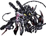  black_legwear cannon dark_persona full_body gatling_gun gun horns kantai_collection machine_gun machinery mecha_musume murakumo_(kantai_collection) ogawa_shou pale_skin pantyhose scarf shinkaisei-kan simple_background thighband_pantyhose torn_clothes torn_legwear turret weapon white_background white_hair yellow_eyes 