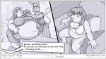  anthro belly big_belly big_breasts breasts canine claws clothed clothing comic dialogue donkey english_text equine faf female fox hetty mammal monochrome nipples pig porcine speech_bubble text 