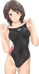  amagami arena_(company) blush breasts brown_hair competition_swimsuit extraction highres keisuke_(0320030103200301) medium_breasts one-piece_swimsuit solo sweatdrop swimsuit takahashi_maya transparent_background 