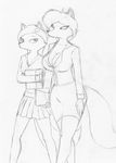  anthro barrette big_breasts breasts business_suit canine cleavage clothed clothing female fox hair mammal monochrome nodoka_hideyoshi norithics okeko_hideyoshi plain_background purse sketch skirt white_background 