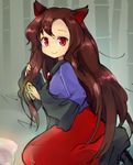  animal_ears bamboo bamboo_forest brown_hair combing forest hair_brushing imaizumi_kagerou long_hair nature red_eyes solo tona_(nekotte) touhou wolf_ears 