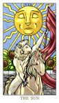  ambiguous_gender anthro banner black_eyes card duo equine eyes_closed feline feral feralise flower fur hair horse lion major_arcana male mammal melee_weapon nude open_mouth plant polearm shine_(shininglion) sky spear sun sunflower tarot_card the_sun_(tarot) weapon white_fur white_hair 
