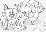  anthro belly_inflation black_and_white clothing comic digimon dragon dragoneer drakemohkami growth inflation male monochrome muscle_growth nintendo penis_growth pok&eacute;mon video_games 