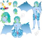  2015 anthro avian azuria_flamus big_breasts bird blue_skin breasts butt crystals crystalshards dickgirl equine_cock hair ice ice_phoenix intersex mammal model_sheet multicolored_hair nipples nude penis phoenix wings yellow_eyes 