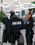  anthro ariesartist bulge canine clothing doberman dog husky licking licking_lips male mammal police tight_clothing tongue tongue_out uniform wolf 