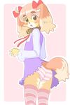  blush brown_eyes canine clothing cream_fur dog female fur hair kemono kin-shun mammal panties pink_hair solo underwear 