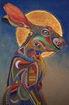  ambiguous_gender halo hare invalid_tag lagomorph looking_at_viewer mammal mosaic rabbit solo suttar traditional_media_(artwork) watercolor_(artwork) whiskers 