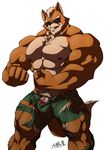  bulge bulk canine clothing flexing fox giant grin hunk invalid_tag james kyuuhari mammal mccloud muscles pants pose star 