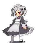  apron bad_id bad_nicoseiga_id black_dress black_footwear bloody_marie_(skullgirls) dress frilled_apron frills full_body hair_ornament hungr long_sleeves maid_apron maid_headdress mary_janes pantyhose red_eyes shoes short_hair silver_hair skull skull_hair_ornament skullgirls solo standing twintails white_legwear 