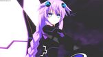 1girl animated animated_gif ass body_suit breasts choujigen_game_neptune cleavage elbow_gloves gloves leotard long_hair neptune_(choujigen_game_neptune) neptune_(series) purple_eyes purple_hair purple_heart solo sword twin_braids weapon 